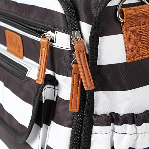 Convertible Diaper Bag by Blissly for Baby Girls, Boys, Twins, Moms & Dads. 13 Total Pockets Including 4 Thinsulate by 3M Insulated Bottle Pockets, Wipe Pocket, Stroller Straps & Changing Pad.