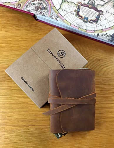 Small Pocket Refillable Travellers Notebook Handmade Leather Journal AMAZING BUNDLE Vintage Antique Genuine Leather Travel Diary for Men Women Students TN + Pen Zip Bag Notes Sketching Drawing 14x11cm