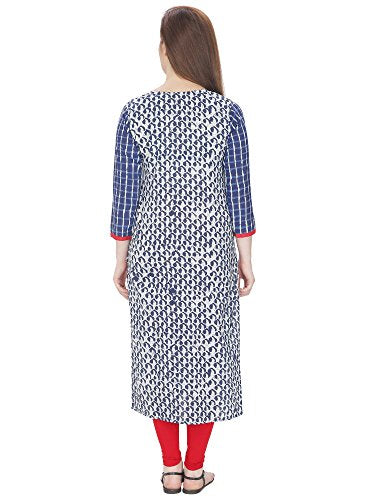 AgrohA Women's Kurta(AG5169-L_Blue_Large)