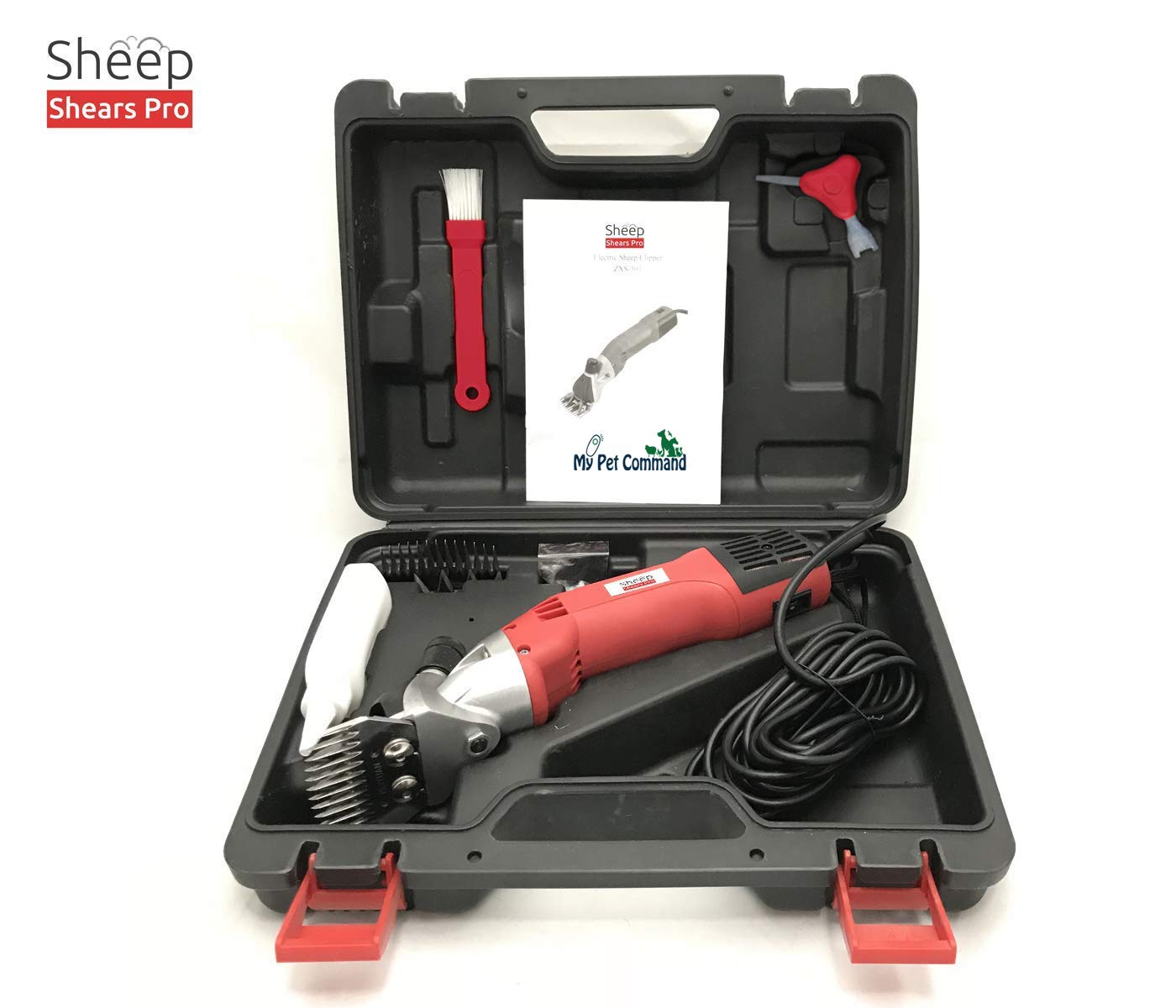 Sheep Shears Pro 110V 500W Professional Heavy Duty Electric Shearing Clippers with 6 Speed, for Shaving Fur Wool in Sheep, Goats, Cattle, and Other Farm Livestock Pet, with Grooming Carrying Case CE