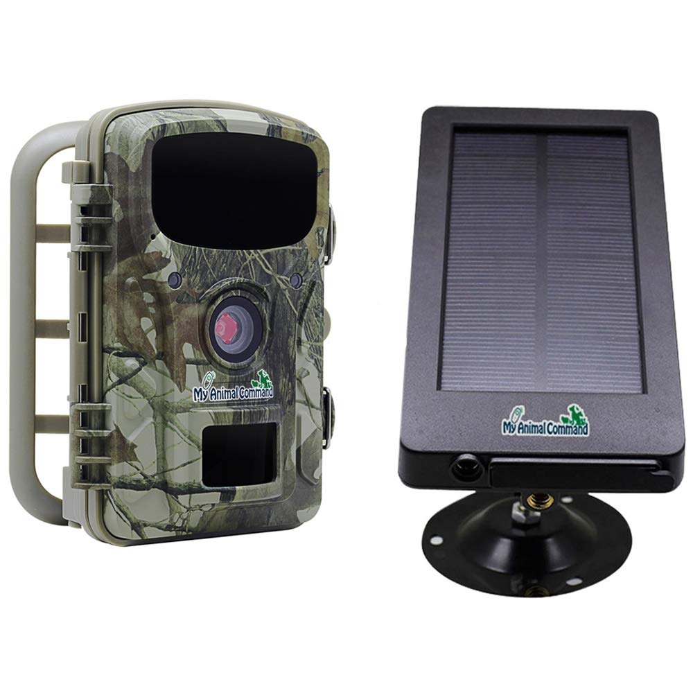 My Animal Command Solar Trail Camera 16MP Game Time Lapse Cam with Night Vision Motion Activated, IP66 Waterproof 1080p Spy Outdoor Deer & Wildlife Hunting. (16MP Camera and Solar Power Pack Bundle)