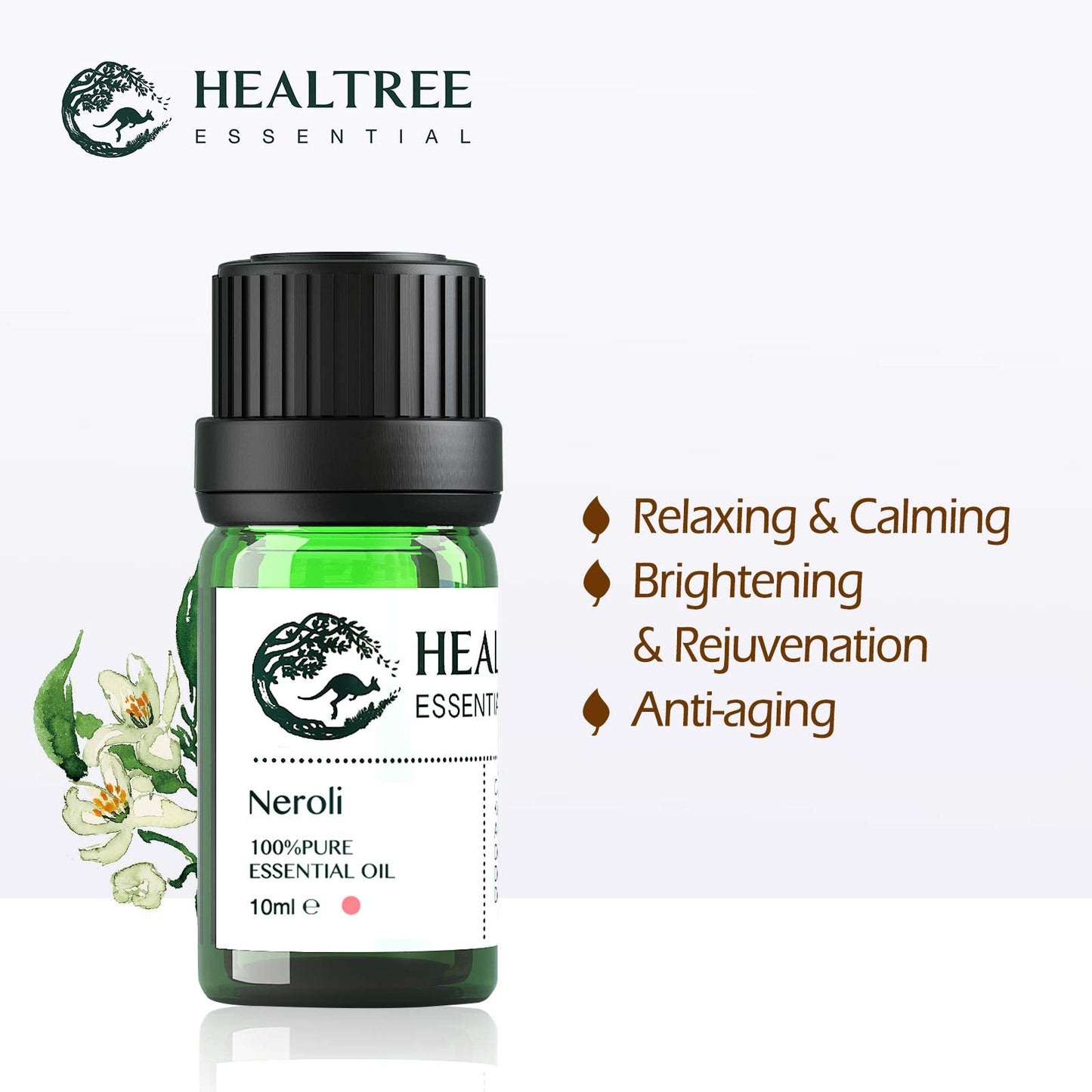 HEALTREE Neroli Essential Oil 10ml (100% Pure & Natural Italy Single Ingredient)| Perfect for Aromatherapy, Skin Brightening, Rejuvenation | Australian Owned & Made | ISO Analysis Attached