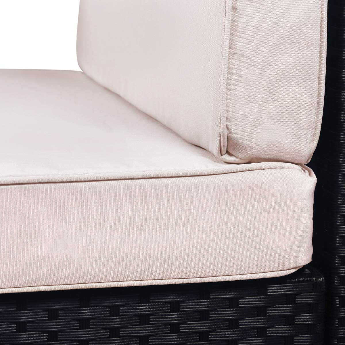 AECOJOY 5 Pieces PE Rattan Wicker Patio Furniture Sets Outdoor Sectional Furniture Conversation Chair Set with Cushions and Tea Table, Black