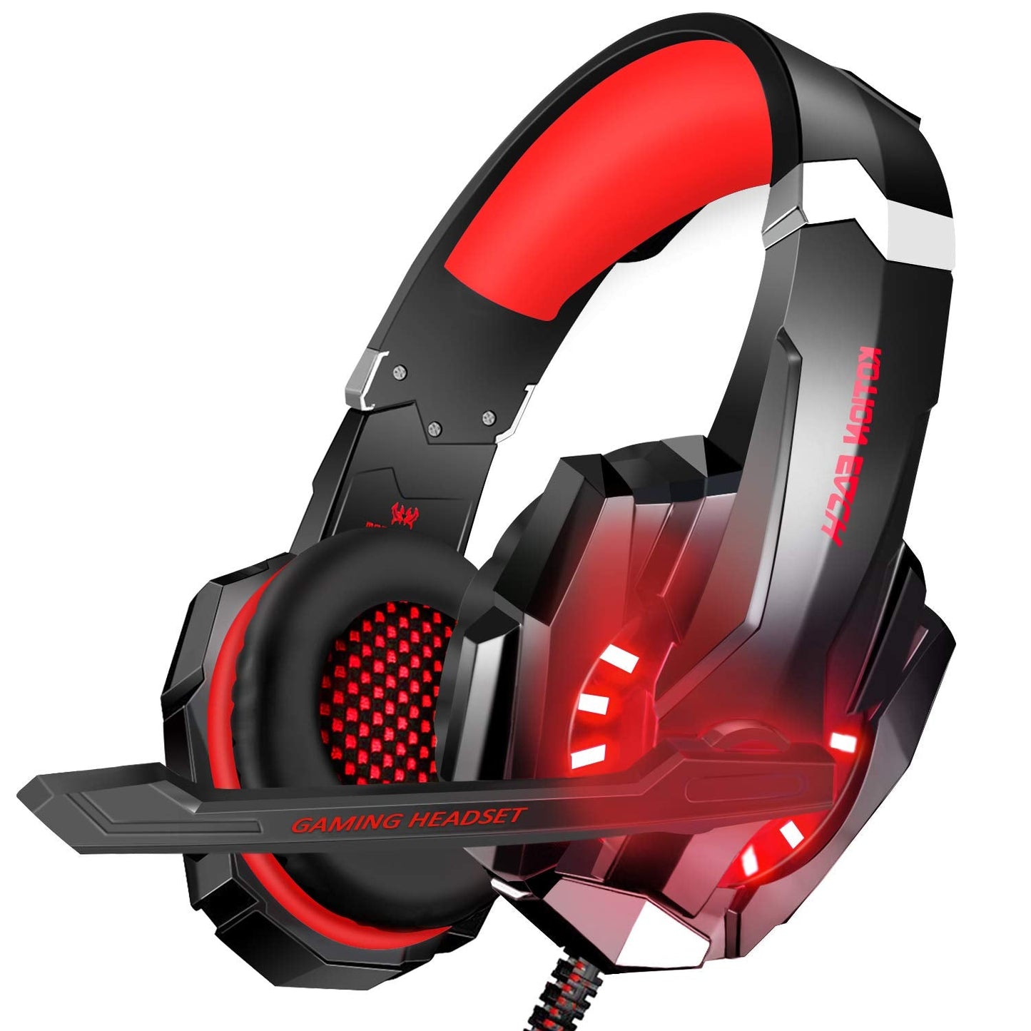 BlueFire 3.5mm Gaming Headset for Playstation 4 PS4 Xbox One Games Tablet Laptop, Over Ear Headphone with Microphone LED Light for Laptop Mac Nintendo Switch Controller (Red)