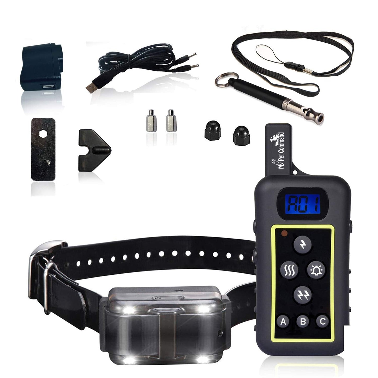 My Pet Command 1.25 Mile (6600 Ft) Dog Training Collar Safe Dog Shock Collar with Remote Shock, Vibrate, Tone and Flashing Beacon Lights Waterproof Rechargeable Dog Hunting add Up to 3 Collars
