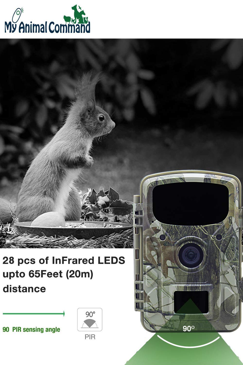 My Animal Command Solar Trail Camera 16MP Game Time Lapse Cam with Night Vision Motion Activated, IP66 Waterproof 1080p Spy Outdoor Deer & Wildlife Hunting. (16MP Camera and Solar Power Pack Bundle)