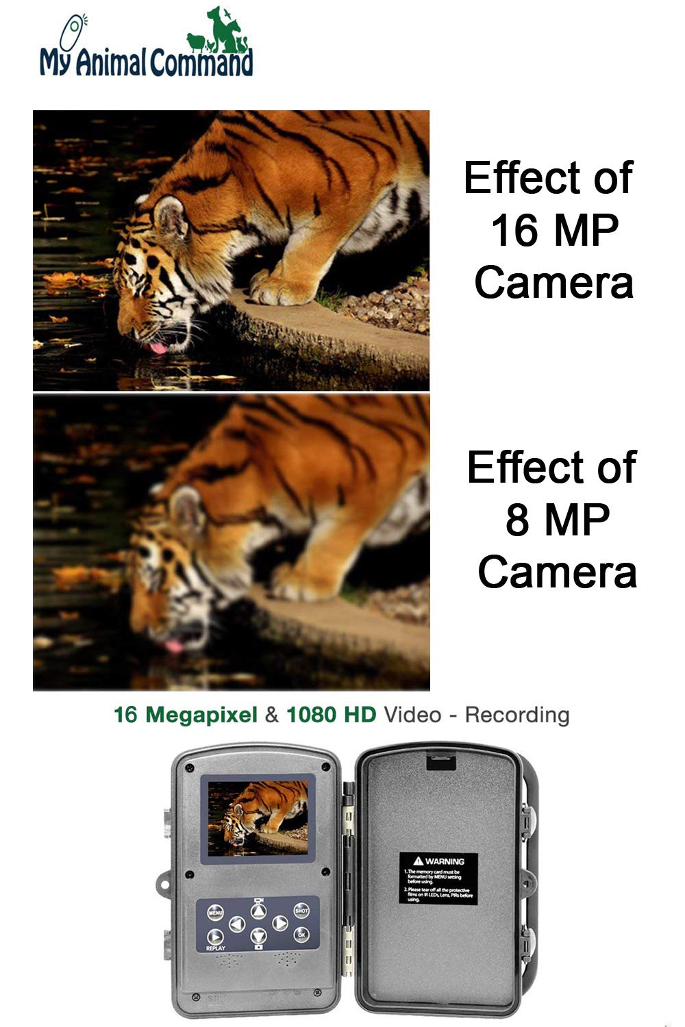My Animal Command Solar Trail Camera 16MP Game Time Lapse Cam with Night Vision Motion Activated, IP66 Waterproof 1080p Spy Outdoor Deer & Wildlife Hunting. (16MP Camera and Solar Power Pack Bundle)