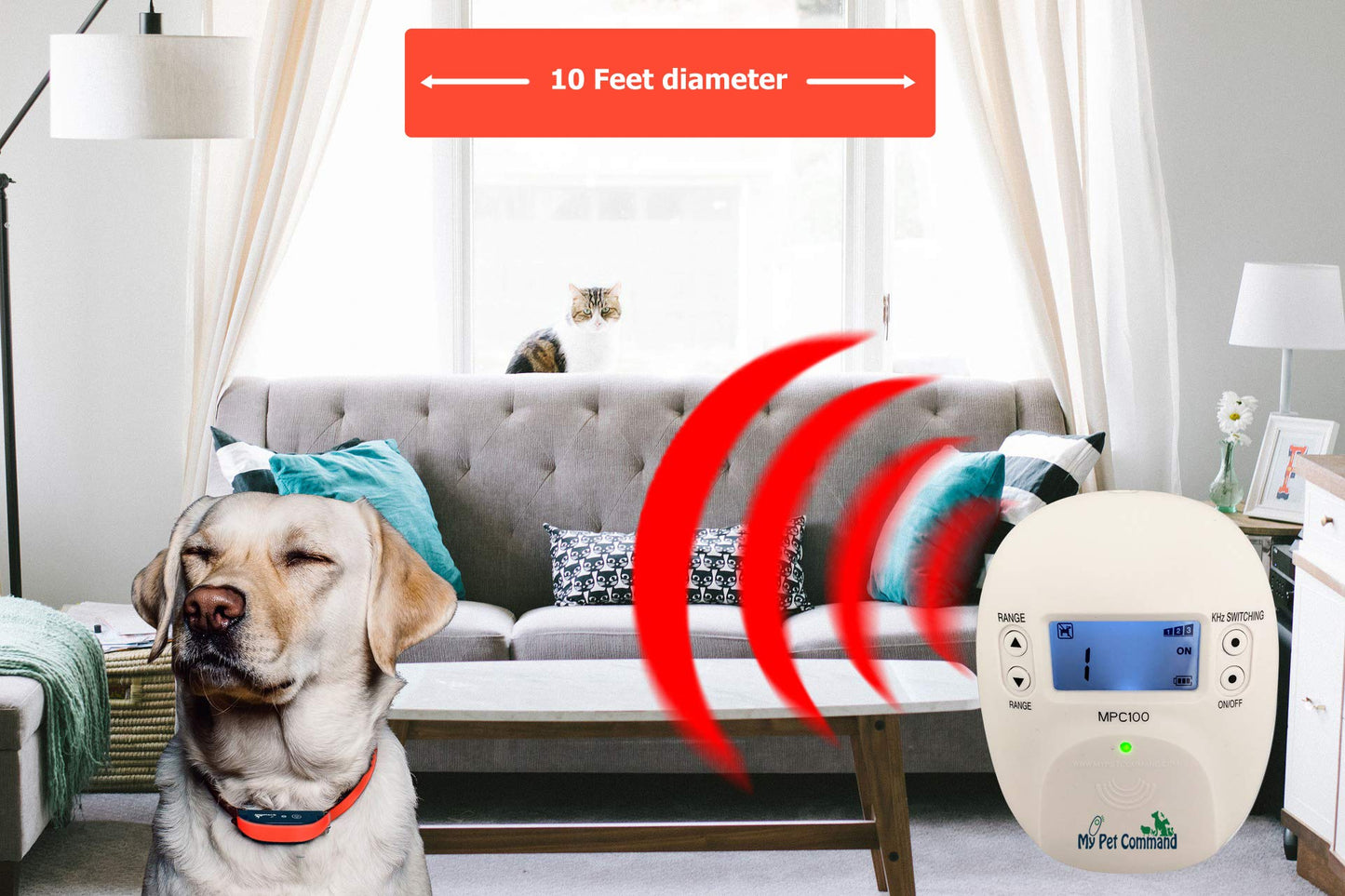 My Pet Command, Indoor Pet Barrier, Hidden Fence for Dogs and Cats Shock Collar, Rechargeable Wireless Indoor Pet Containment System with Adjustable Range