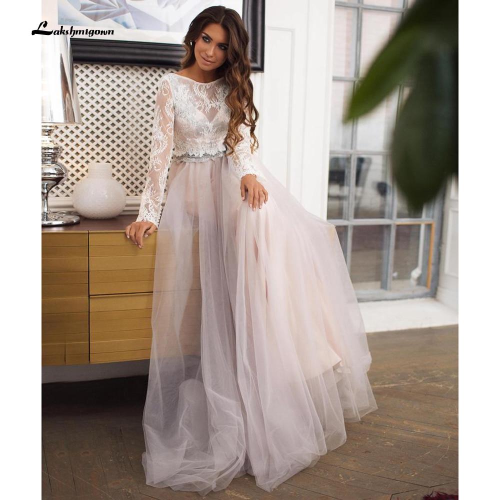Long Sleeve Lace Wedding Dresses With Back Buttons
