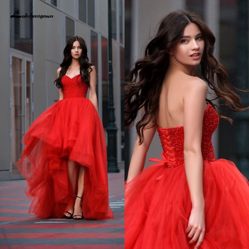 Red Short Wedding Dresses For Bride Long Train